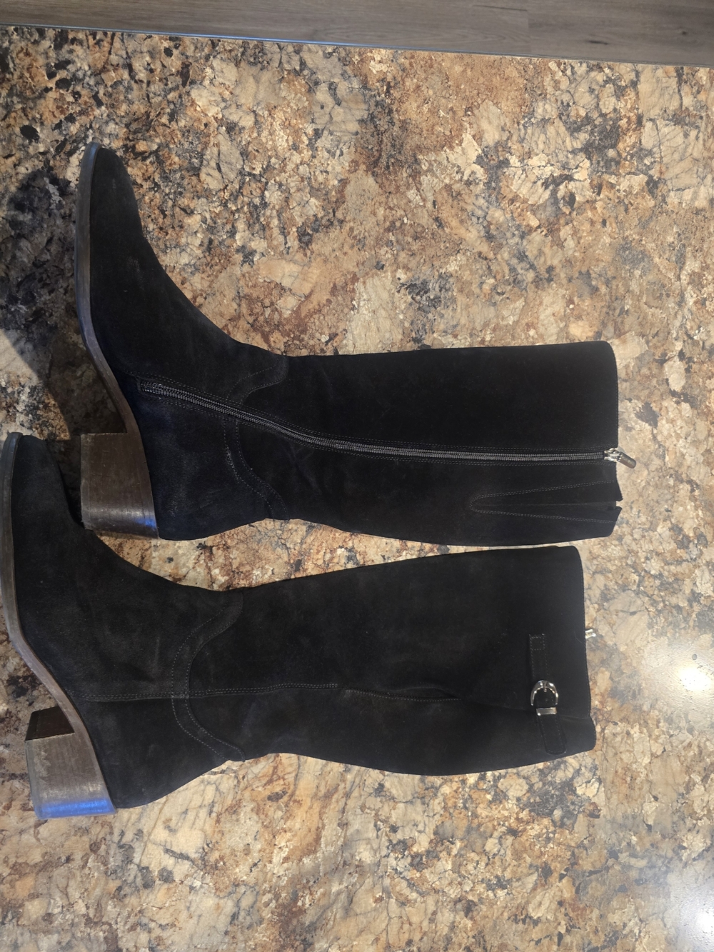 Black Suede Knee Boots, Italeau Size 38